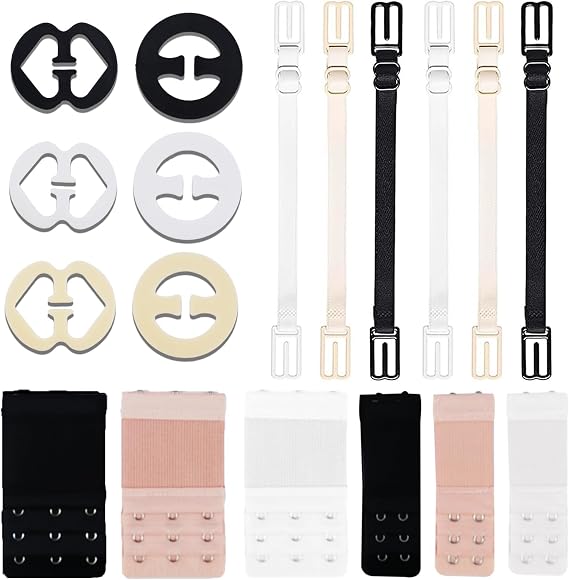 REDANHA 18 PCS Adjustable Bra Strap Clips Soft Stretchy Back Bra Extension Strap for Anti-Slip and Women Shoulder Comfort