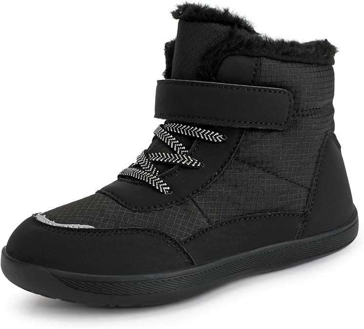 Toddler/Little/Big Kids Barefoot Shoes Girls Boys Winter Wide Toe Box Fur Lined Warm Anti-Slip Minimalist High Top Snow Boots