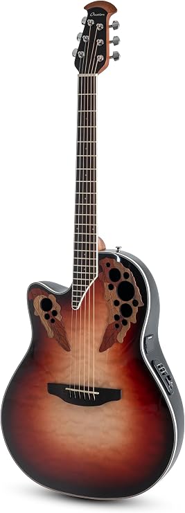 Ovation Celebrity Elite Plus CE44LX-1R Mid-Depth Left-handed Acoustic-electric Guitar - New England Burst