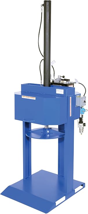 Vestil MTC-PNU-55 Steel Pneumatic Trash Compactor 55 Gallon 68 PSI Compaction Force Blue