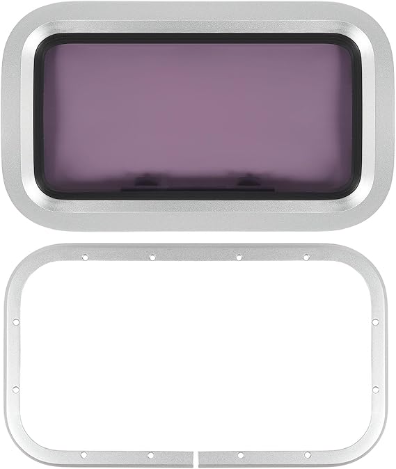 Marine Hatch Window, 429 x 244mm Acrylic Porthole Portlight Panel 180 Opening Waterproof Boat Deck Hatch, UV Protection Cabin Side Window for Yacht and Marine Vessel