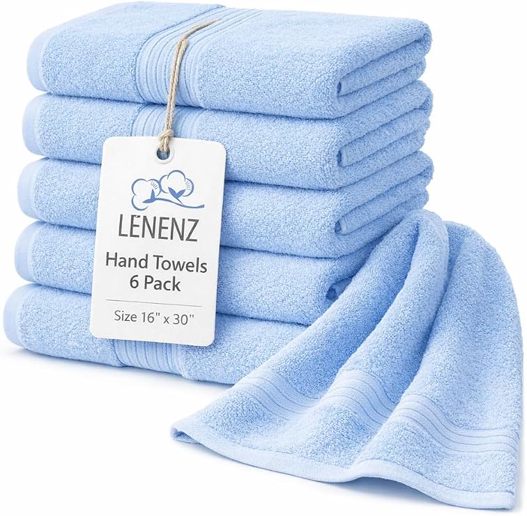Premium Hand Towels - 4 Pack Absorbent Cotton Hand Towels for Bathroom, Kitchen, Gym, Spa - Soft, Quick-Dry, and Durable Hand Towels Set 16x30'' (Electric Blue)