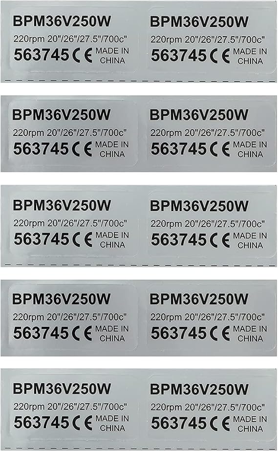 10pcs/lot Electric Bicycle 36V 250W Mid Drive Motor Sticker eBike Conversion Kit Sticker Compatible for Bafang BBS01B BBS02B BBSHD Mid Motor