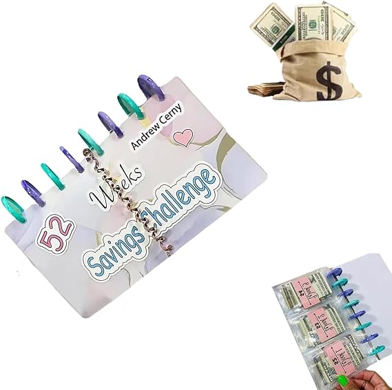 52 Week Challenge Binder - Envelope Challenge Binder - Savings Book With Cash Envelopes,Budget Binder Planner Book For Budgeting - 52 Week Money Saving Challenge Binder (1PCS)