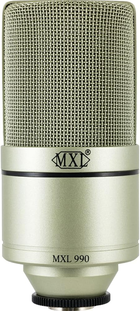 MXL 990 Condenser Microphone for Podcasting, Singing, Home Studio Recording, Gaming & Streaming | Detailed Sound | XLR | Large Diaphragm (Champagne)
