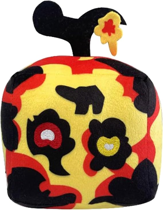 5.9" Block Fruit Series Plush Toy, Cartoon Adventure Game Surrounding Plush, Leopard Pattern Stun Fruit Box Pillow, Super Soft Chubby Fire Devil Square Hug Cushion, Anime Plush Christmas Gift