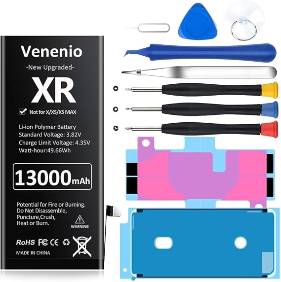 [13000mAh] Battery for iPhone XR, Upgraded Ultra-High Capacity Replacement Battery for iPhone XR Model A1984, A2105, A2106, A2108 with Complete Repair Tool Kit
