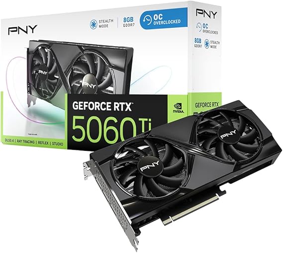 PNY GeForce RTX™ 5060 Ti 8GB Overclocking Dual Fan GPU DLSS 4