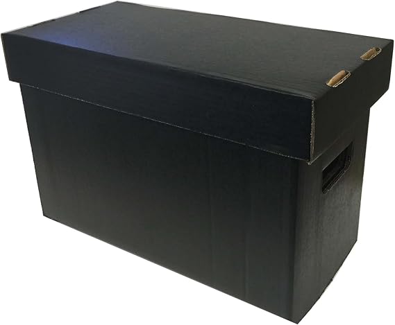 Max Protection Comic Book Storage Boxes - Short Cardboard Black Case for 150-175 Comic Books - Double Thickness Design - Premium Stackable Book Box for Silver Age & Modern Comics (Pack of 10)