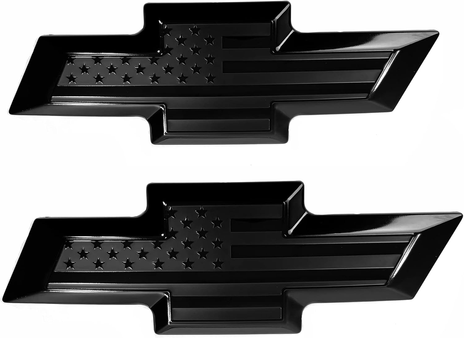 Front & Tailgate Bowtie Black American Flag Emblem Overlay Metal Emblem Compatible with 2016-2019 Silverado 1500, Black