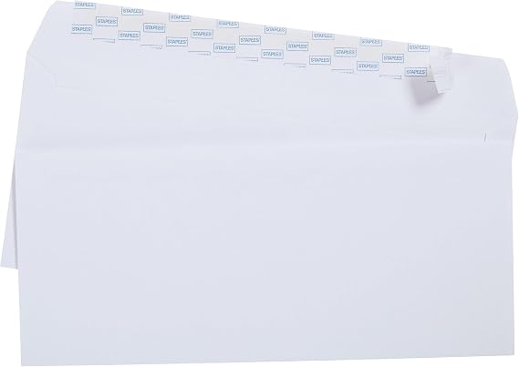Staples #10 QuickStrip EasyClose Envelopes, White, Security-Tinted | Self-seal business envelopes for everyday office correspondence.