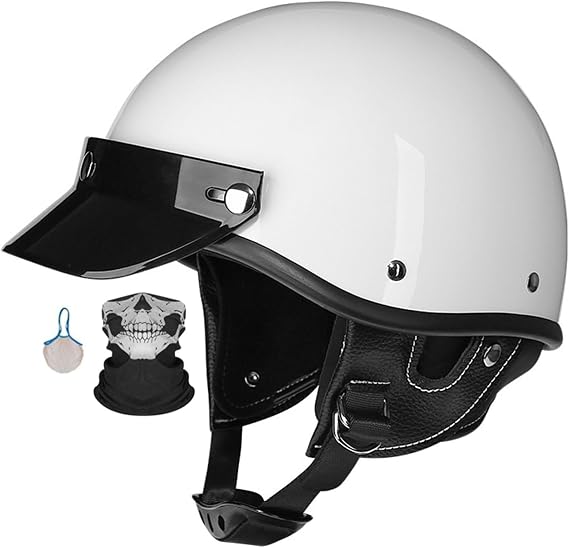 Vintage German Motorcycle Half Helmet, DOT/ECE Approved Open-Face Motorbike Helmets, Retro Half Shell Helmet with Adjustable Quick Release Buckle for Adults Men Women M-XXL