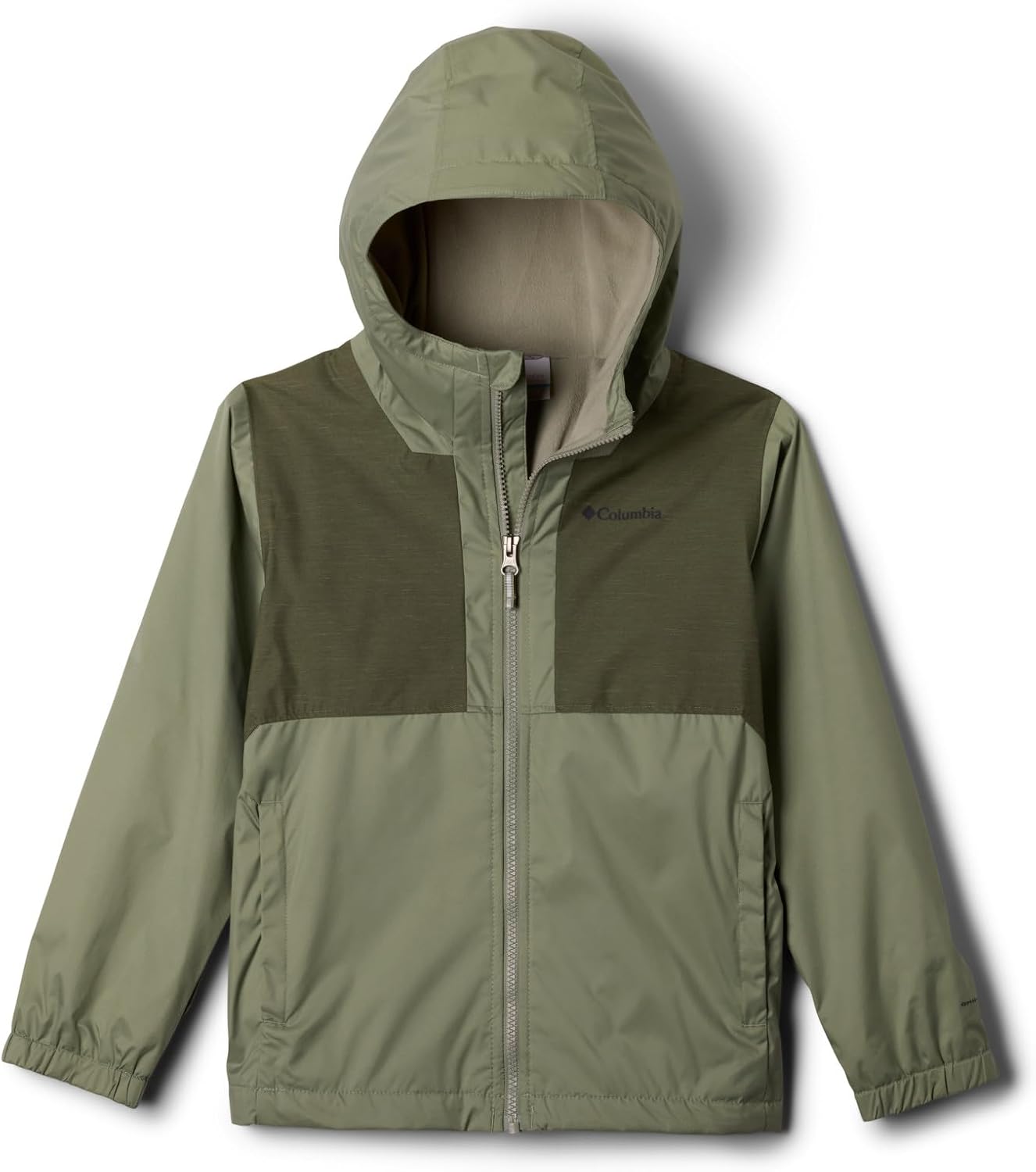 Columbia Youth Boys Rainy Trails II Fleece Lined Jacket, SafariStone Green Slub, X-Large