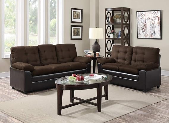 GTU Furniture Chocolate Microfiber Sofa & Loveseat Set