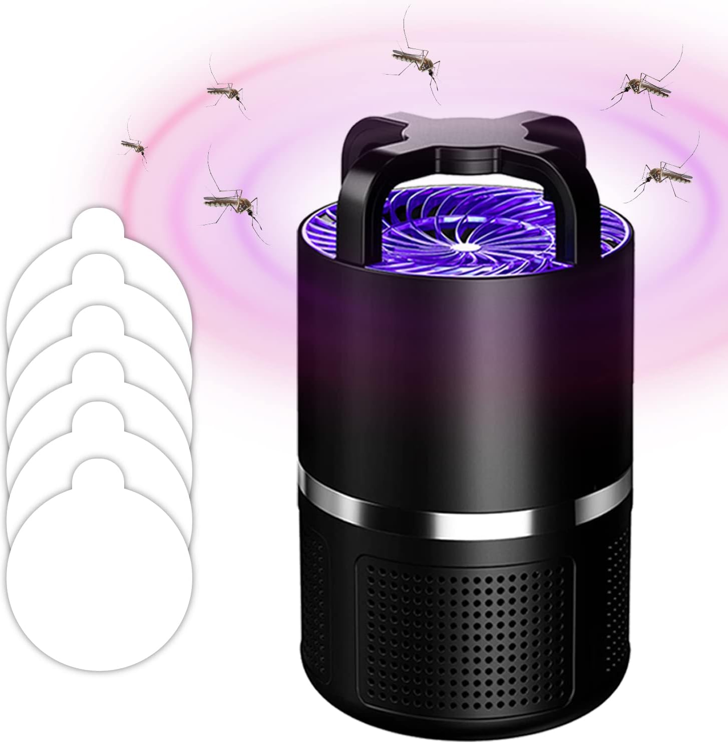 Indoor Insect Trap, Non-Zapper Traps, Fruit Fly Trap with 360 UV Light Fan and Sticky Boards, Indoor Mosquito Trap for Flies, Mosquito, Moth