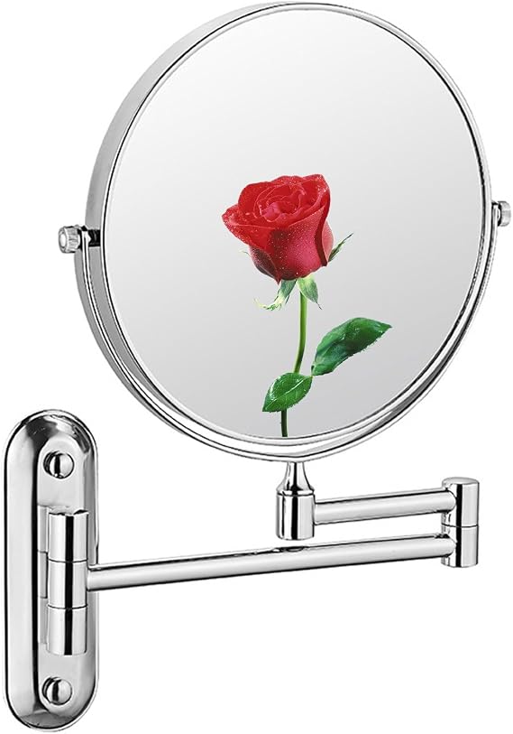 Makeup Mirror Wall Mounted, Bathroom Shaving Vanity Mirror, 360 Swivel Vanity Mirror, 6 inch Wall Mounted Magnifying Makeup Mirror, Retractable Cosmetic Mirror (Silver 5X)
