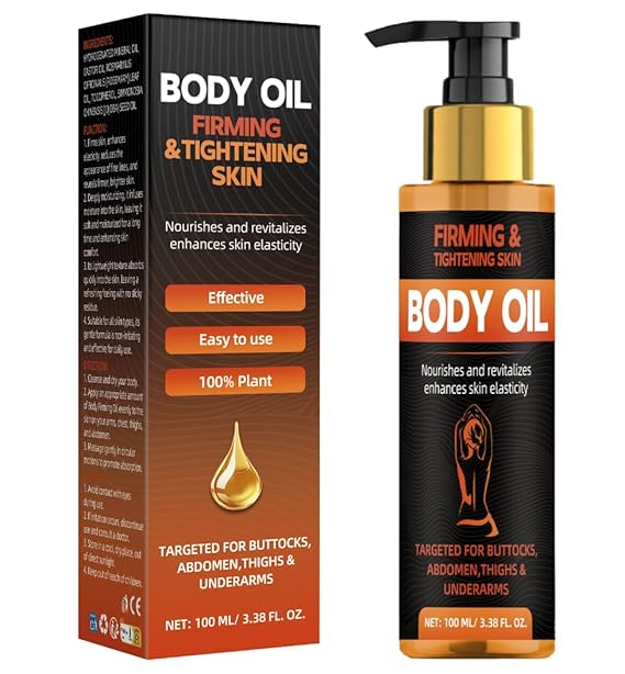Bellisinno Body Firming Oil 3.38 FL OZ, After Shower Body Oils for Women, Skin Tightening and Hydrating Treatment for Arms, Legs, Stomach  Body, Deep Moisturizing Body Care That Plumps