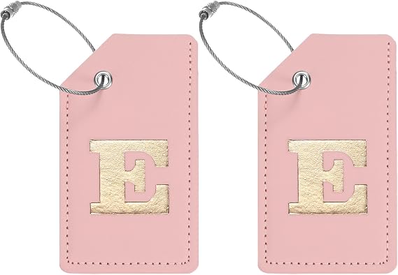 2PCS Initial Luggage Tags PU Leather for Suitcases, Letter E