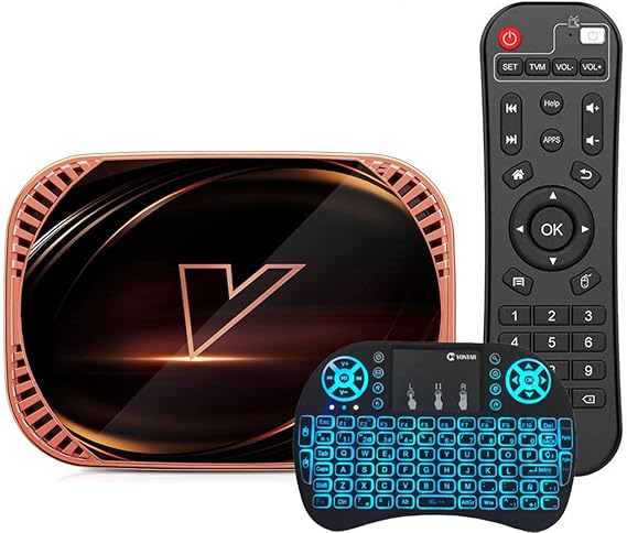 Android TV Box 11.0,VONTAR X4 S905X4 Ultra HD 8K HDR TV Box, 4GB RAM 128GB ROM Android TV Box Have 2.4G/5.8G Dual Band Wifi BT 4.0 Ethernet with Backlit Mini Keyboard,4GB+32GB [Energy Class A]