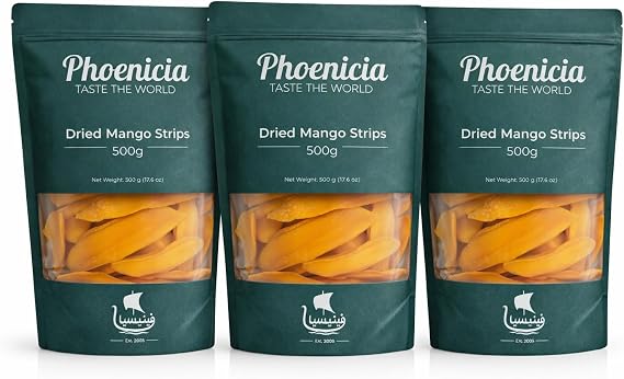 Phoenicia Dried Mango Strips 500g | Naturally Sweet Tropical Fruit Snack | No Added Sugar | Vegan & Gluten Free | Chewy Mango Slices for Snacking, Baking & Desserts
