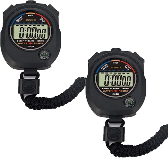 Pgzsy 2 Pack Multi-Function Electronic Digital Sport Stopwatch Timer, Large Display with Date Time and Alarm Function,Suitable for Sports Coaches Fitness Coaches and Referees,Pgzsy