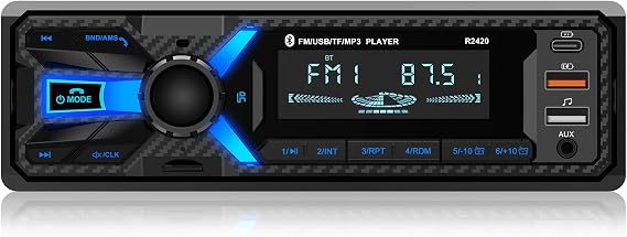 Car Radio Bluetooth with Type-C/USB Port, Wistrue Single Din Car Stereo | FM/AM Car Radio Bluetooth Hands-Free 2 USB/AUX/SD/DSP,MP3 Player(No CD DVD Player)
