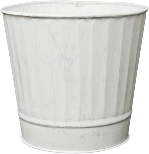 Hosley Metal Plant Pot White Wash Finish - 5" Dia x 4.8" H Flower Pots, Ideal for Farmhouse Decor, Planters for Outdoor Plants, Weddings, Gifts, Special Events Parties