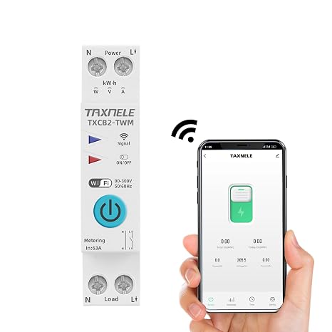 WiFi Smart Circuit Breaker 25A Power Metering Energy Meter KWh 1P 230V 63A Voltmeter Ammeter DIN Rail Smart Life Wireless Remote Control Switch Timer Voice Control