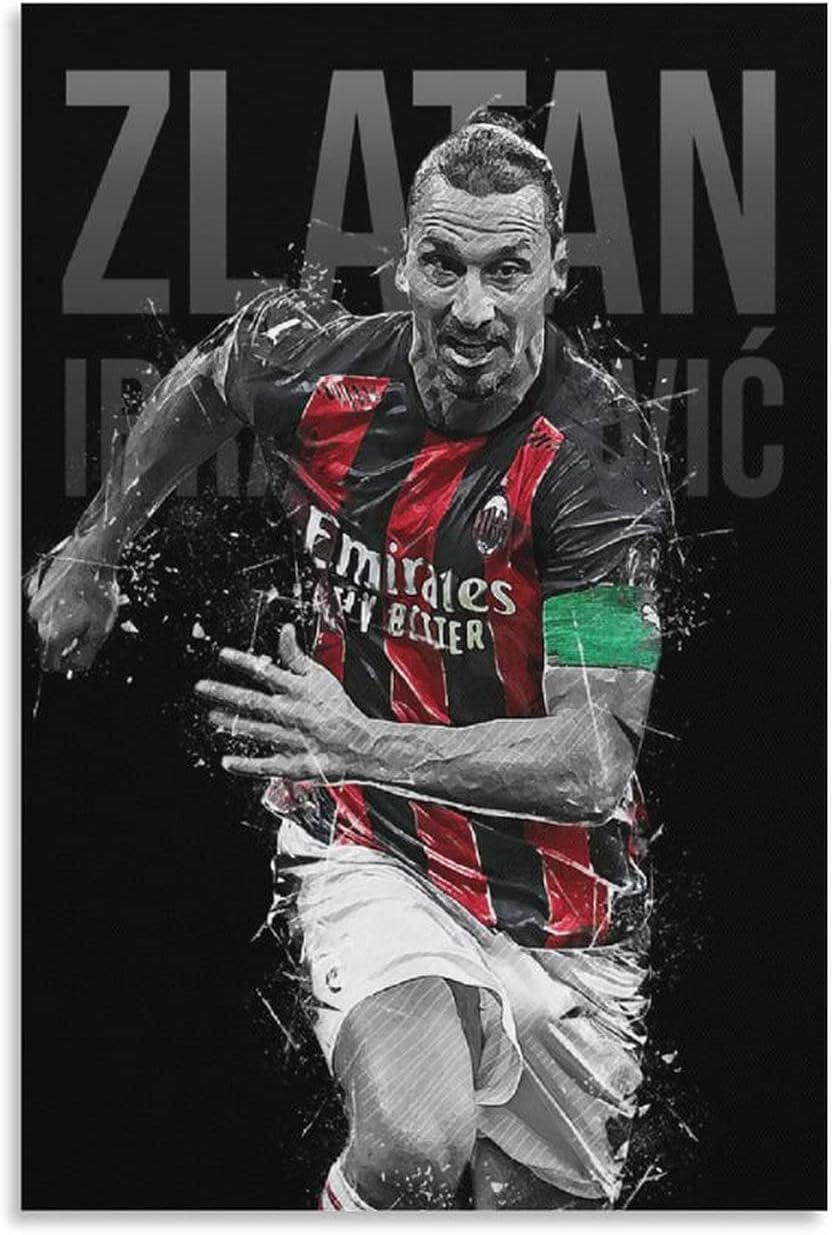 freebrand Soccer Sports Poster Football Player Zlatan Ibrahimovic 1 Poster Decorative Painting Canvas Wall Art Living Room Posters Bedroom Kitchen Decor Painting 12x18inch30x45cm