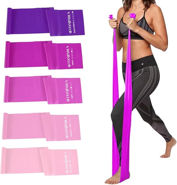 Resistance Bands for Working Out, Physical Therapy, Exercise, Pilates, Yoga | Latex-Free Stretch Bands for Women or Men, Elastic Exercise Bands Set for Stretching, fitness, Rehab, Workout, Gym and Home