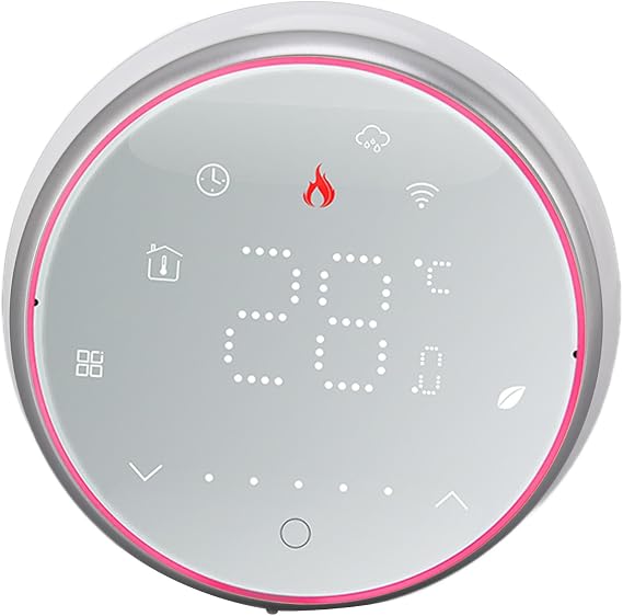 Thermostat Programmable Smart ThermostatLED Display Smart Thermostat Compatible with Tmall Genie Home, Capacity Touch Button (White)