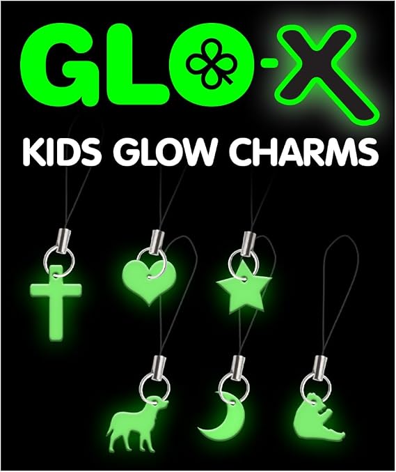 Kids Glow Charms - Set of 6 - Have Fun in The Dark - Glows 12 + Hours - No Batteries Required