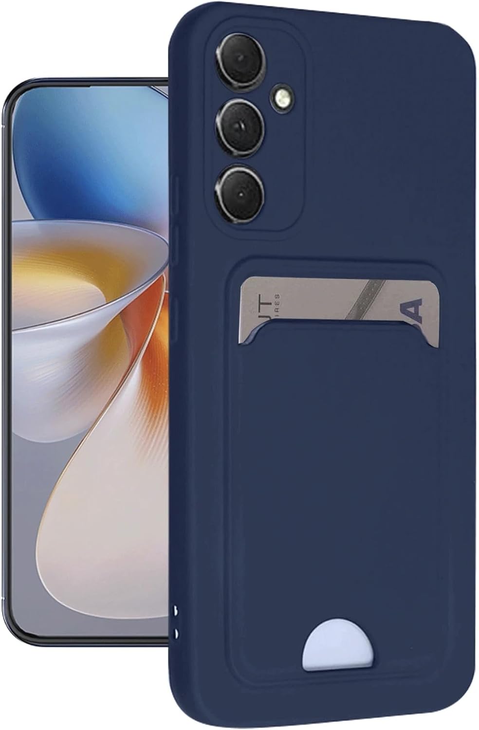 Coverzone Compatible with Samsung Galaxy A16 Case Business Card Camera Protected Cover Compatible with Galaxy A16-5G Silicone Soft and Smooth Exterior (Navy Blue, Galaxy A16)