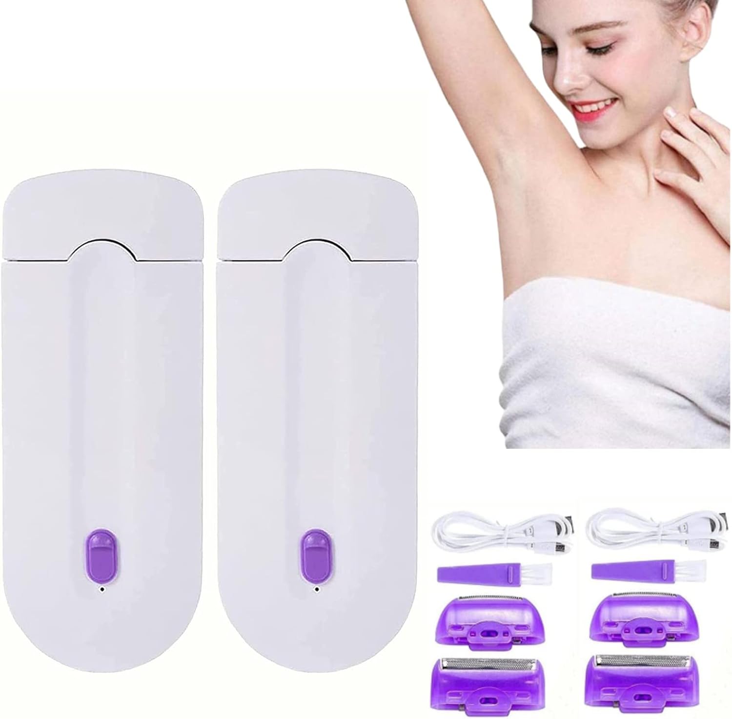 Bald Baddie Hair Eraser - Smart shavy Unisex Hair Eraser, Sunday Skn Hair Remover, Applicable to Any Part of The Body 2pcs