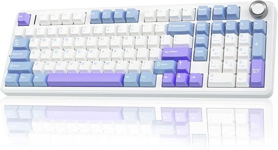 AULA F99 Pro Wireless Gaming Keyboard,Tri-mode Mechanical Keyboard Wireless with Control Knob,Side Engraved,RGB Backlight,Pre-lubed Linear Switches,Hot Swappable Custom Keyboards (Blue&purple)