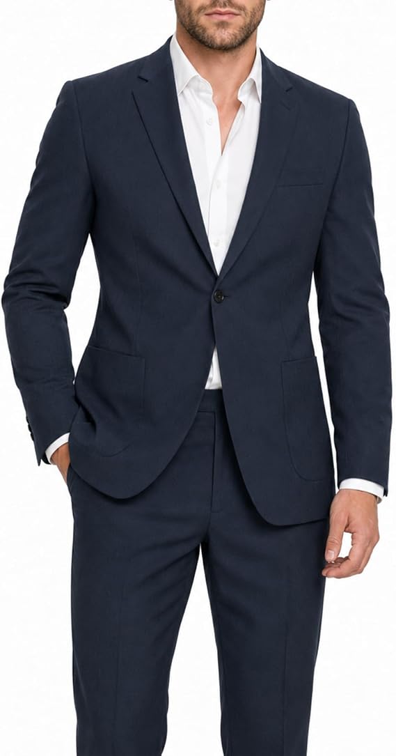 Cloudstyle Men's Linen Suit 2 Piece Casual Blazer Pants Set