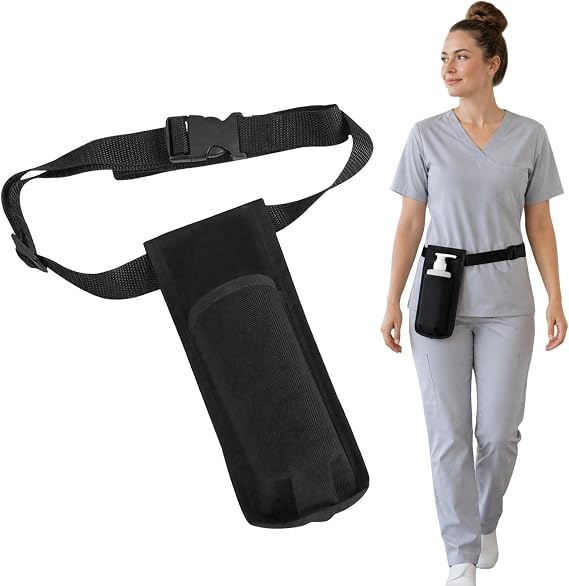 Massage Bottle Holster Durable Waist Pack, Single Bottle Holster Kit, Adjustable Strap,Heavy Duty Essential Oil Dispenser for Massage Practitioners (Black)