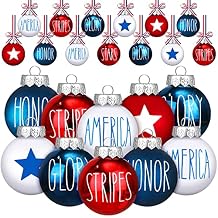 Vinsot 12 Pcs Patriotic 4th of July Ornaments for Tree Memorial Day Tree Decorations Red White Blue Hanging Ball Ornaments 250th Anniversary Decorations for Home Independence Day Holiday Party Decor