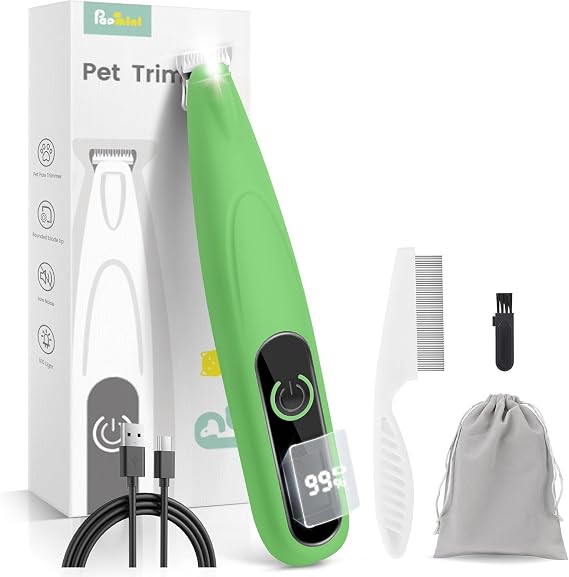 PAPMINI Dog Paw Trimmer with LED Display, Ultra-Low Noise Cordless Paw Trimmers for Dog's Feet, Cordless Hair Trimmer for Paws, Ears, Face, Rump