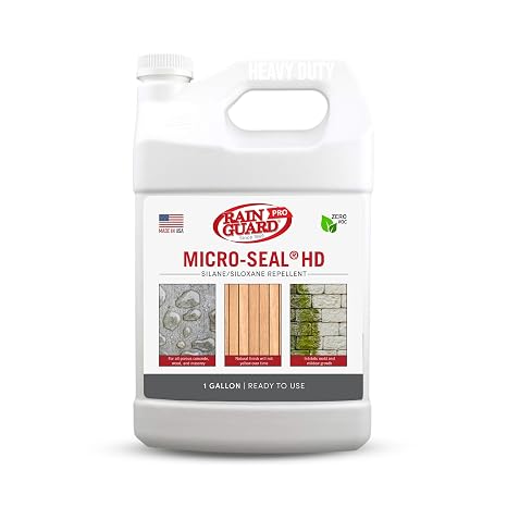 Rain Guard Water Sealers CR-0401 Micro-Seal HD Ready to USE HIGH Solids Sealer Covering Up to 300 Sq. Ft. All Masonry Surfaces. 1 Gallon Clear Penetrating Silane and Siloxane Professional Grade.