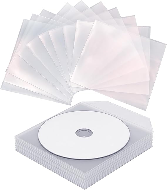 CD Sleeves (100 pcs.) - Plastic Envelope for CD/DVD Storage