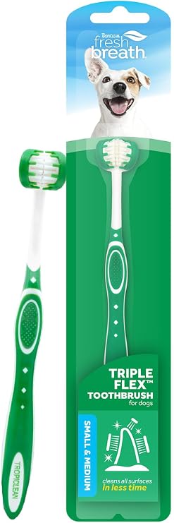 TropiClean Fresh Breath TripleFlex Dog Toothbrush, Small/Medium Dogs