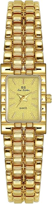 FANMIS Women Vintage Small Square Updated Gold Bracelet Dress Watches