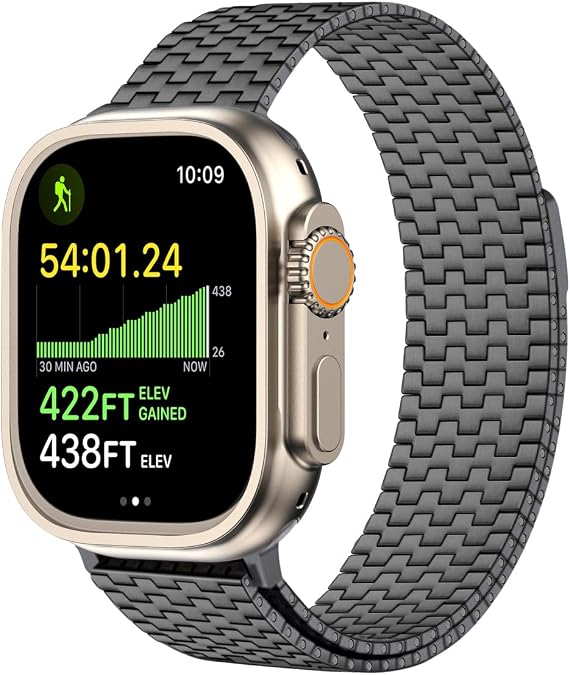 Compatible for Apple Watch Ultra Band/Apple Watch Ultra 2 Band 38mm 40mm 41mm 42mm 44mm 45mm 49mm Women Stainless Steel Mesh Loop Magnetic Clasp for iWatch Series 9 8 7 6 5 4 3 2 1