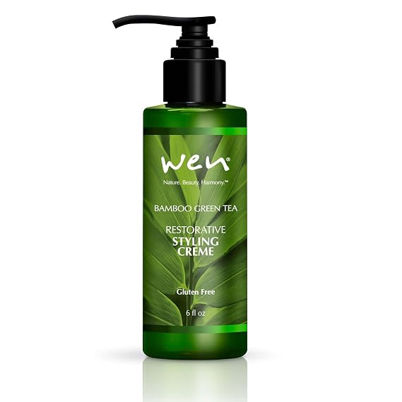 WEN by Chaz Dean Styling Creme - Styling Cream, Hair Straightener Cream for Frizzy Hair, Anti Frizz Hair Product for Styling Wavy, Curly, Straight Hair, for Men & Women - Bamboo Green Tea, 6 Fl Oz
