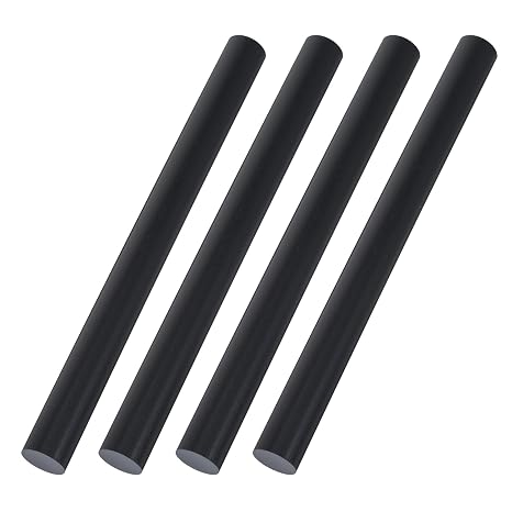 4 Pack Round Acetal Copolymer Rods, 1 Inch Diameter and 12 Inch Length Plastic Delrin/Acetal Rod, Standard Tolerance, Opaque Black Acetal Copolymer Rod Perfect for Non-Marring Fixtures