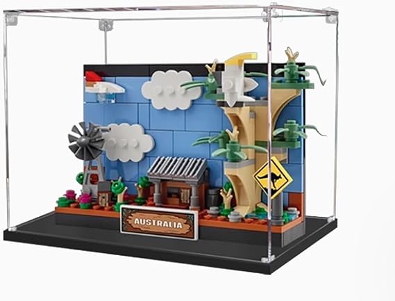 Acrylic Display Case for Lego 40651 Australian Postcard Model, 3mm Dustproof Display Box, Display Case Compatible with Lego 40651 (Transparent Build 2MM)