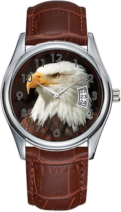 Men Watch Casual Waterproof Quartz Watches Clock Date Classic Business Brown Leather Christmas Wristwatch Eagle Wrist Watches