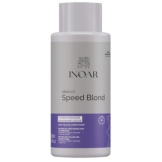 INOAR Absolut Speed Blond Conditioner with Argan Oil for Blonde & Gray Hair, with Tone Neutralization & Hydration, 16.9 fl.oz
