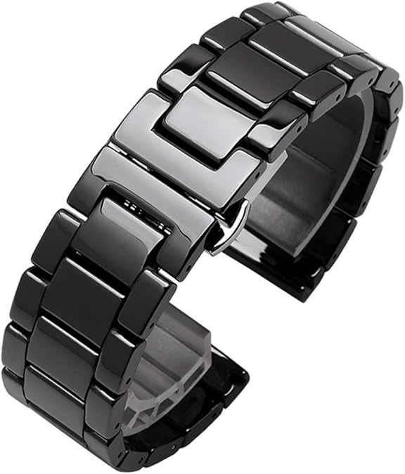 Ceramic Watch Band Universal strap with Quick Release Pins Butterfly Buckle Deployment Clasp Bracelet 14mm 16mm 18mm 20mm 22mm White Black